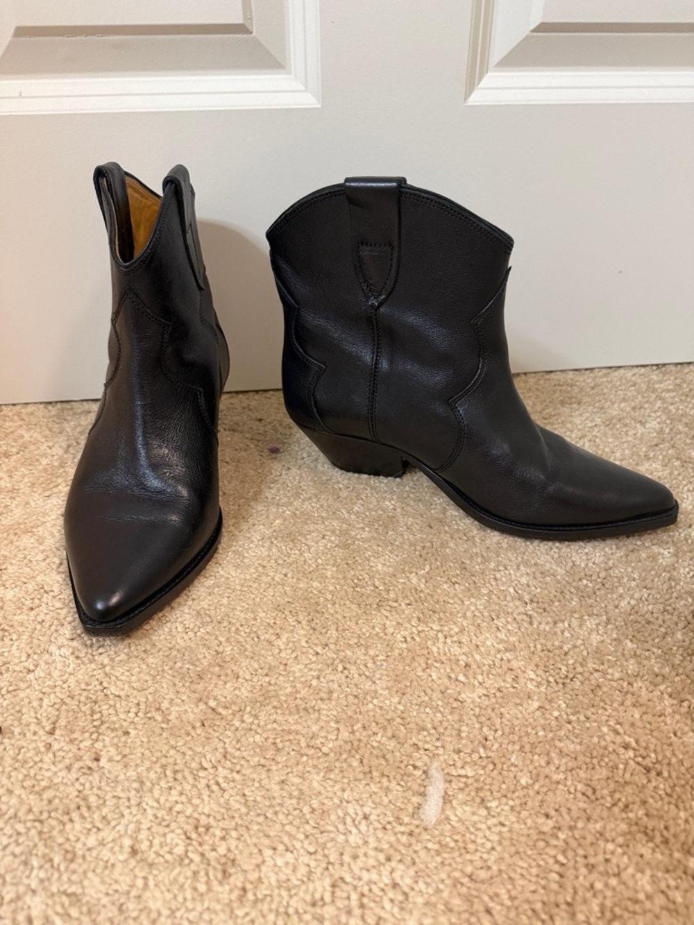 Isabel Marant Black Pointed-Toe Western Ankle Boots